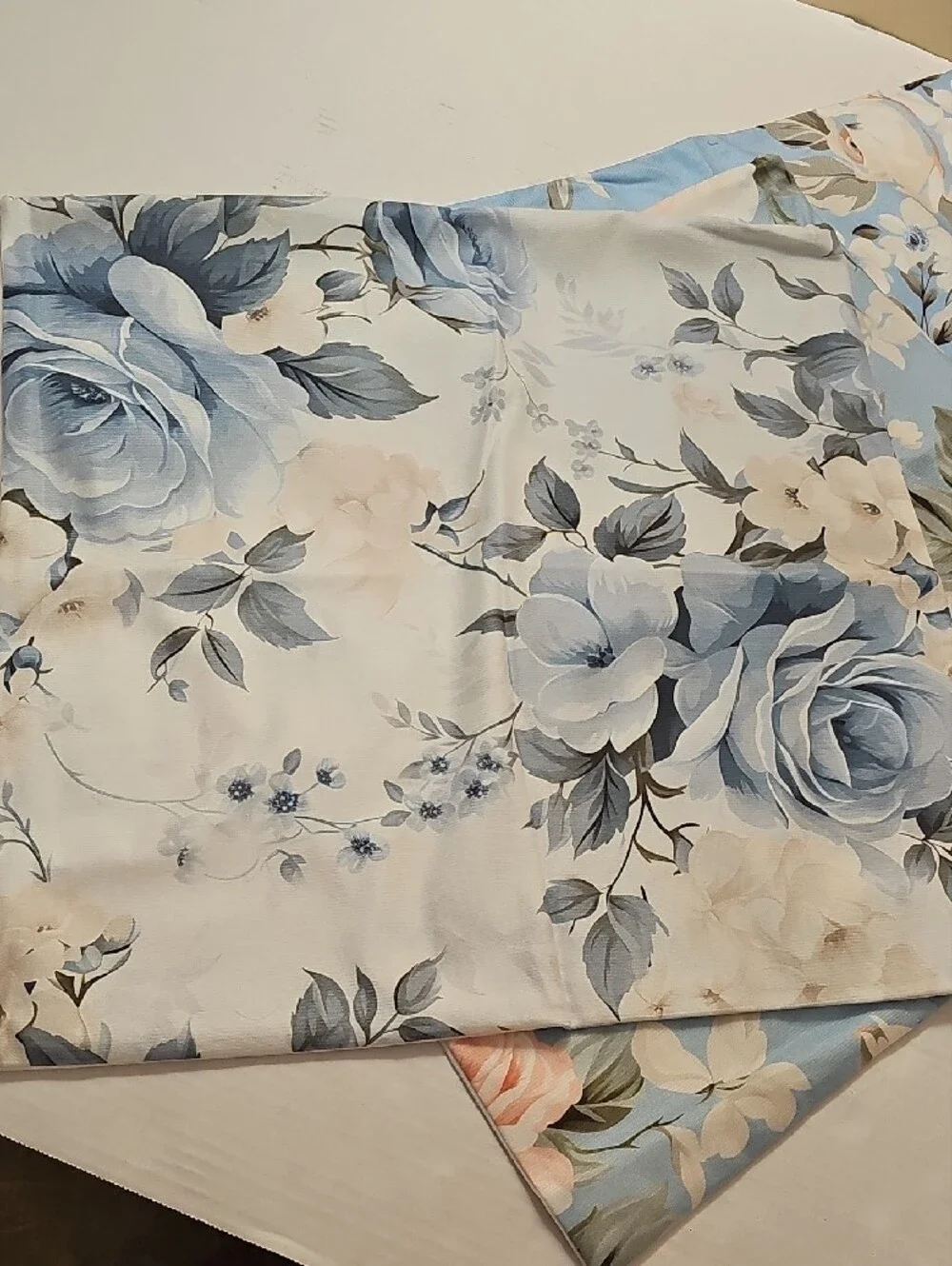 Elegant Floral Pillow Covers in Sky Blue and Cream Set Of 4 Size 20x20